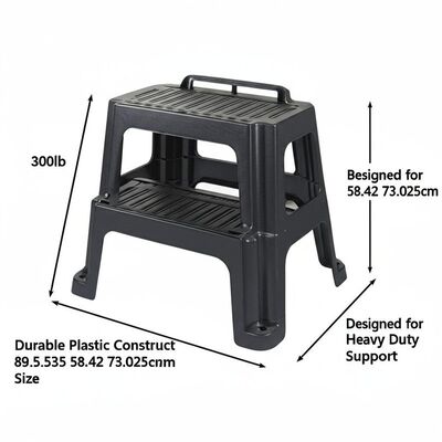 Loading 300lb Plastic Step Stool Durable Plastic Construction Size 89.535 58.42 73.025cm Designed for Heavy Duty Support