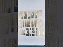 품목 스텐실 키트, 문자 높이 1.5인치, 재질 황동, 두께 0.007인치, 전체 높이 1.5인치