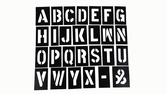 Chemical Resistant And Flexible PVC Stencils For Public 90 Letters 30 Numbers 3 Symbols
