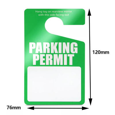 Green Parking Permit PVC Hang Tag Waterproof Durable Tag for Car