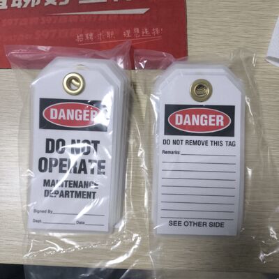 Customizable High Visibility Waterproof Plastic Safety Tag for Lockout Tagout Procedures