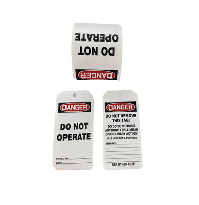 Black White Durable Danger Lockout Tags Roll For Industrial Safety Workplace