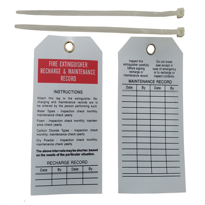 Customized Polyester Fire Extinguisher Inspection Plastic Safety Tag 5 3/4inx3in